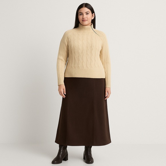 Wainscott 100% Cotton Chunky Cable Knit Sweater Beige Zip Neck Size Large - Picture 6 of 6